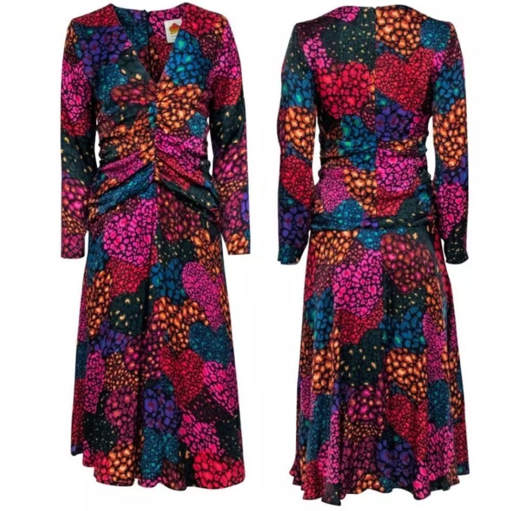 Farm Rio Rainbow Hearts Midi Dress Size S - Picture 10 of 10